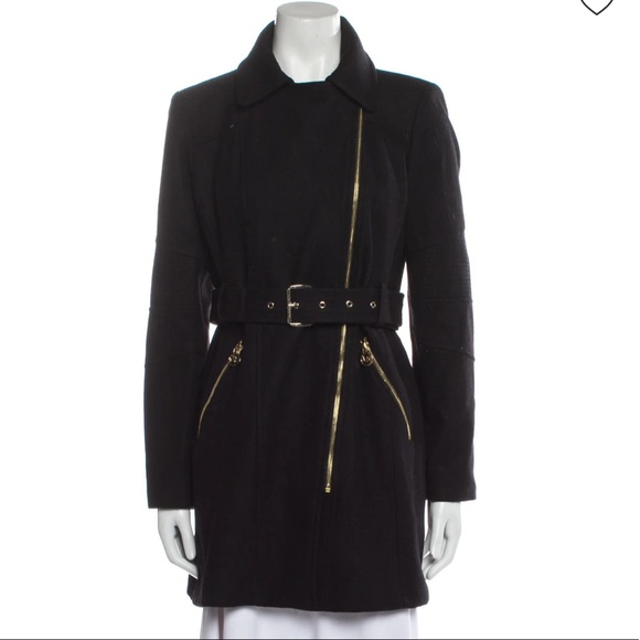Michael Kors Belted Wool Coat - Black Size 8 - Picture 1 of 7